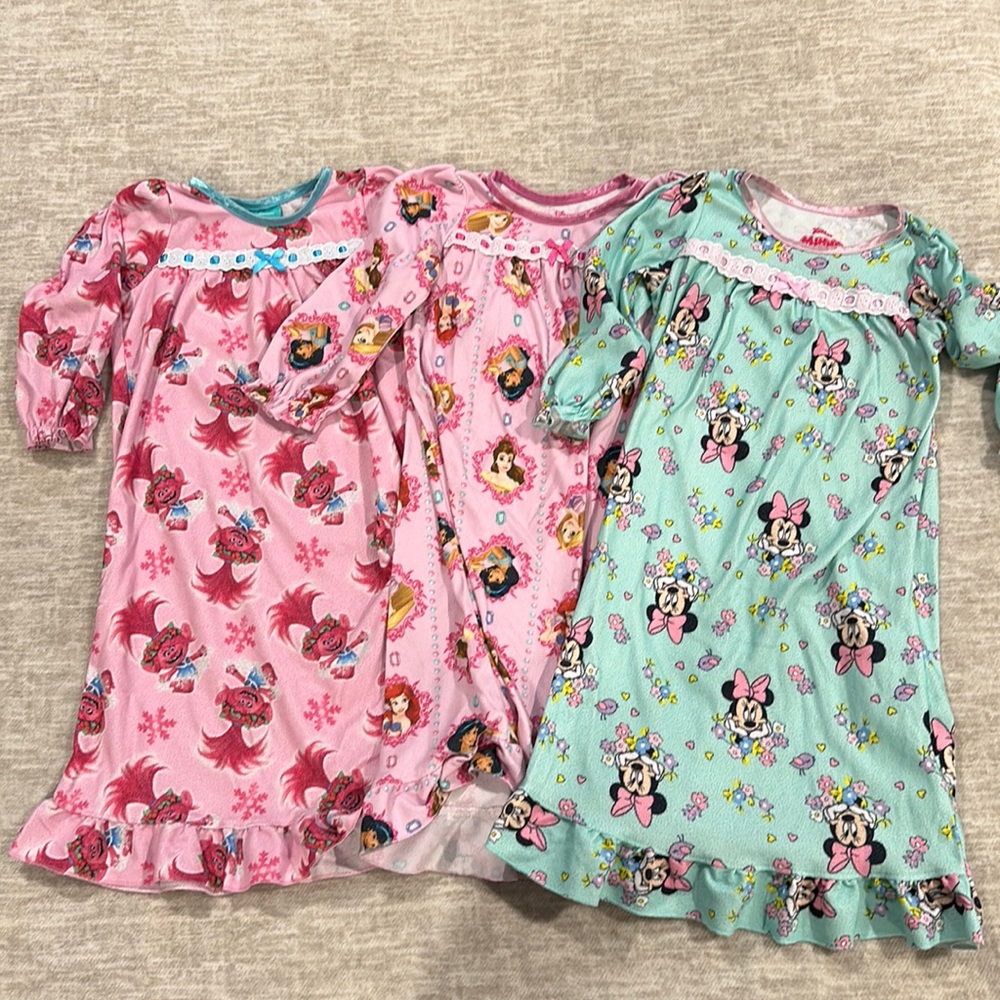 Bundle 3T flannel Disney nightgowns